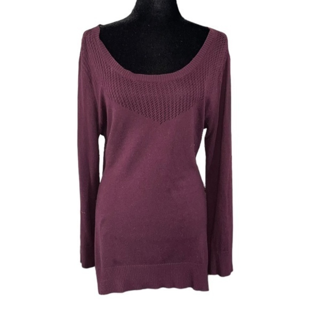 NY & CO Purple Wine Long Sleeve Sweater Tunic Length Size M
